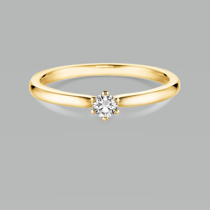 Bild von Solitärring 585/- Gelbgold, Weite 53, 1 Brill. 0,15 ct TW/si Verlobungsring 6er Krappe