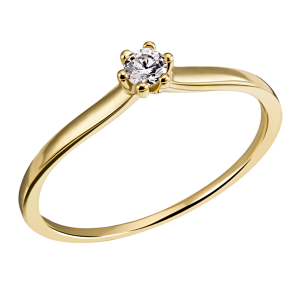 Bild von Solitärring 585/- Gelbgold, Weite 58, 1 Brill. 0,10 ct W/si Verlobungsring 6er Krappe