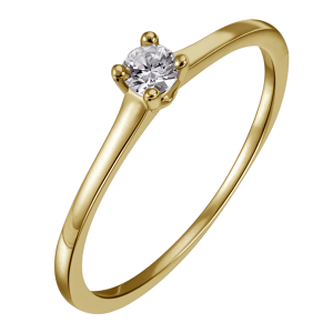 Bild von Solitärring 585/- Gelbgold 4er-Krappe, Weite 54, 1 Brill. 0,05ct W/si Verlobungsring