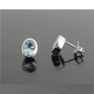 Bild von Ohrstecker Sterlingsilber 925/- rhodiniert Farbstein Blautopas hell Mirror Schliff poliert