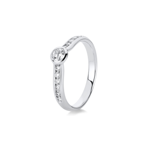 Bild von Schmuckring 585/-Weißgold, Weite 54, 1 Brill. 0,19 ct TW/si, 12 Brill. 0,22 ct TW/si Verlobungsring