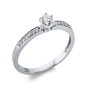 Bild von Schmuckring 750/-Weißgold, Weite 54, 1 Brill. 0,24 ct TW/si, 12 Brill. 0,07 ct TW/si Verlobungsring