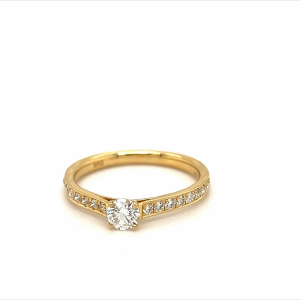 Bild von Solitärring 750/- Gelbgold, Weite 55, 1 Brill. 0,55 ct TW/si, Seitenbesatz 16 Brill. 0,24 ct tw/si GIA5416418397