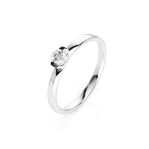 Bild von Solitärring 585/- Weißgold 2er-Krappe, Weite 54, 1 Brill. 0,25ct TW/si