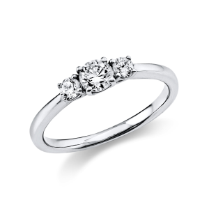 Bild von Schmuckring 750/-Weißgold, Weite 54, 1 Brill. 0,10 ct TW/si, 2 Brill. 0,08 ct TW/si Verlobungsring