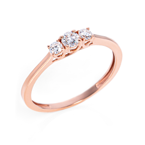 Bild von Schmuckring 750/- Rotgold, Weite 54, 1 Brill. 0,13 ct TW/si, 2 Brill. 0,12 ct TW/si Verlobungsring