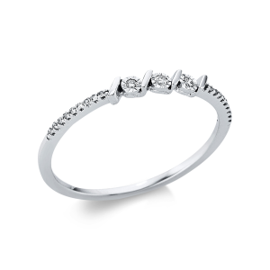 Bild von Schmuckring mit 3 Brillanten 0,02ct.,18 Diamanten 0,03 ct. TW/si 750/- Weißgold Memoirering Steckring Weite 54