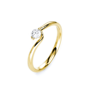 Bild von Solitärring 585/- Gelbgold 2er-Krappe Twist, Weite 56, 1 Brill. 0,20ct TW/si