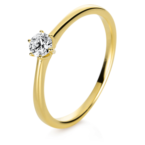 Bild von Solitärring mit Brillant , 18 kt Gelbgold, Weite 54, 1 Brill. 0,20 ct TW/si