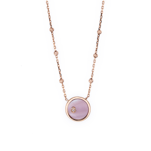 Bild von 750/- Roségold mit 1 Brill. TW/vsi 0,01 ct. und Perlmutt-Platte  42cm Collier