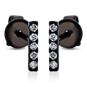 Bild von Ohrstecker 10 braun farbige Diamanten 0,08ct 585/- Weißgold Schwarz Rhodiniert