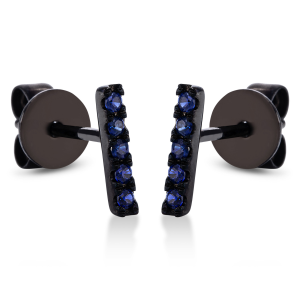 Bild von Ohrstecker Farbstein 10 Saphire Blau 0,09 ct 585/- Weißgold Schwarz Rhodiniert