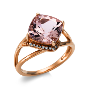 Bild von Schmuck Ring Farbstein Morganit Diamant , 14 kt Rotgold, Weite 54, 18 Brill. ges 0,07 ct TW/si